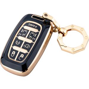 YHC For Chrysler Key Fob Cover Car Key Case Shell with Keychain (Black)