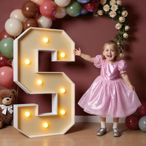 imprsv Marquee Light Up Letter S, Art Craft Kit for Party Decorations, 3FT White Foam Board Decor, Baby Shower, Wedding, Engagement Decorations