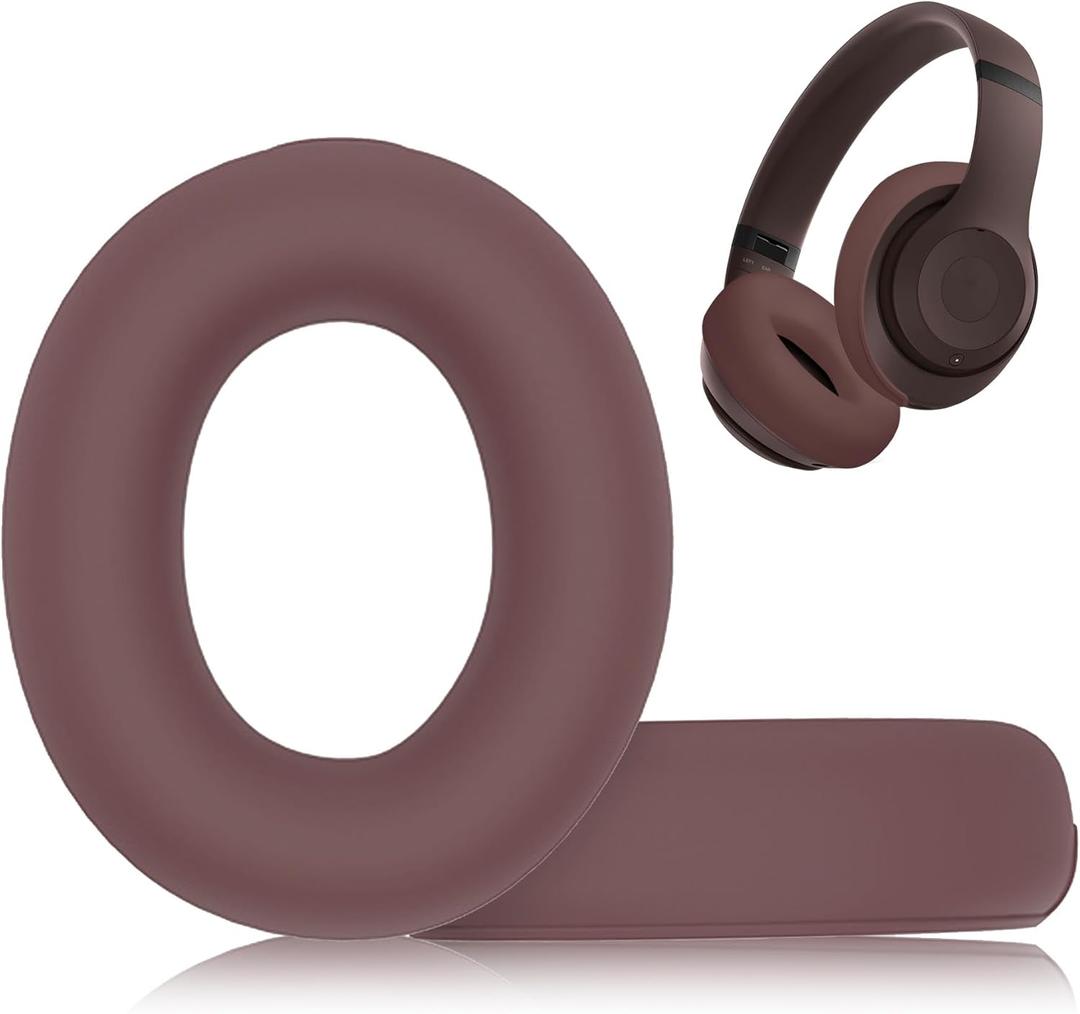 Adhiper Sweat Ear Covers for Beats Studio Pro Headphones, Silicone Case Accessories, Washable & Sweat Proof Ear Pads - Brown
