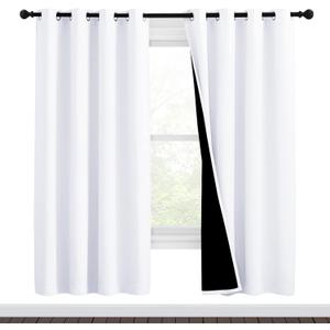 NICETOWN White Blackout Curtains 72 inches Long, Full Light Blocking Drapes with Black Liner for Nursery, Thermal Insulated Draperies for Hall, Villa (2 Pieces, 46" Wide Each Panel, Pure White)