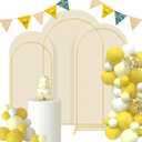 Gawicpy Wedding Arch Backdrop Stand Set Metal Arch Backdrop Stand with Wedding Arch Cover, Wedding Balloon Arch Backdrop Stand for Birthday, Baby Shower, Anniversary (Beige, 5.9FT+6.6FT+7.2FT)