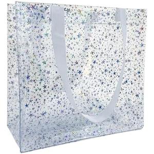 TotePrint 2PCS Clear Printed Star Hand Bag - Versatile Waterproof Embossed Star Work Bag,Shoulder Gift Tote for Women
