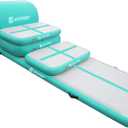 AKSPORT 5pcs Set of Inflatable Gymnastics Air Mat Tumble Track Tumbling Mat Floor Mats with Electric Air Pump for Home Use/Training/Cheerleading/Beach/Park and Water (Mint Green-5pcs)