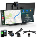 Gikktdr 11.5" Portable Carplay Screen for Car,Wireless Car Play Screen with Carplay,Android Auto,OTA Updates,60FPS,4K Dash Cam + 1080P Backup Cam (with a Camera Bracket),Voice Control,GPS Navigation