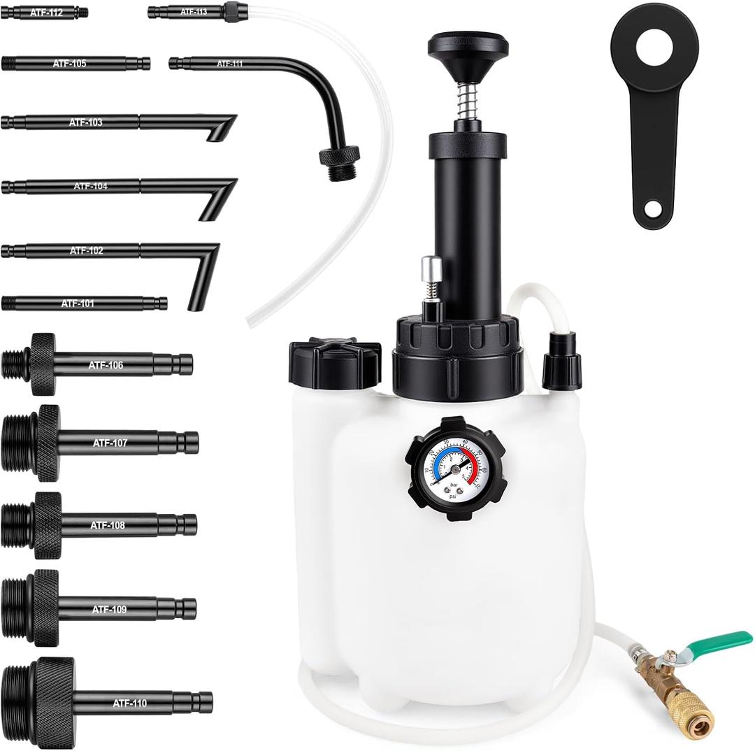 Ojtrtdr 3L Transmission Fluid Transfer Pump, Transmission Fluid Pump Kit, Fluid Transfer Pump with 13 ATF Adapters, Automotive Transmission Oil Change Tool, Suitable for Cars, Trucks, SUV