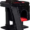SYANDLVY Gothic Cat Tree with Coffin Bed for Indoor Cats, Cat Tower with Scratching Post, Modern Activity House for Large Cats, Condo with Board, Kittens Cave (Black & Red)