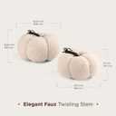 LampLust Plush Pumpkin Decor, Pack of 2, Sand Faux Pumpkins for Table Centerpiece, Neutral Rustic Farmhouse Spring Decor for Shelves, Mantels, Counter and Elegant Home Accent