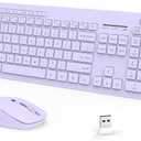seenda Wireless Keyboard and Mouse Combo, 2.4GHz Cordless Quiet Keyboard Mouse with USB Receiver, Full Size Cute Purple Combo, Compatible for Windows Laptop Computer Desktop PC, Purple