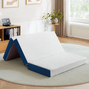 Inofia Twin Size 6 Inch Folding Mattress, Trifold Gel Memory Foam Bed, Foldable Floor Mattress with Removable Cover, Portable Floor Guest Bed for RV, Camping (75"x39"x6")