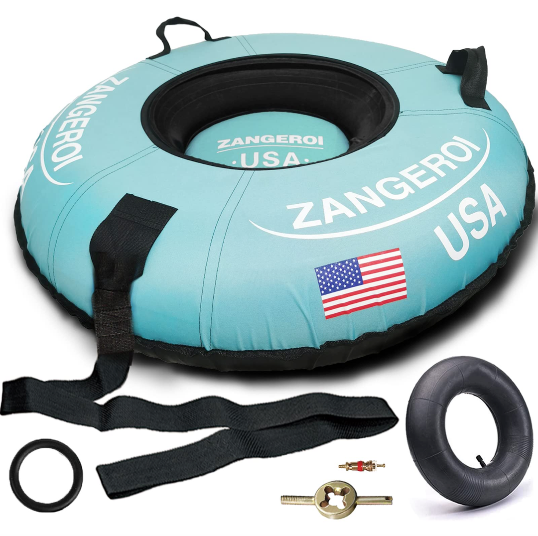 Zangeroi Snow Tube for Sledding Snow Tubes Heavy Duty Snow Tube for Kids Adult Snow Sled Sledding Tube Inflatable Snow Tubes for Kids Towable Rubber Snows Tube with Cover (Light Cover)