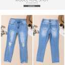 Sidefeel Women's Boyfriend Jeans Stretchy Ripped Distressed Zimbaplatinum Denim Pants Size 16(Blue)