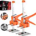 Labor Saving Handle 2 Pack,15 in Construction Jack,Multifunctional Furniture Lifter Jacks for Installing Cabinets and Wall Tile Height Adjuster Handheld Tool, Load 440LBS (Orange)