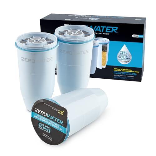 ZeroWater Official Replacement Filter - 5-Stage 0 TDS Filter Replacement - System IAPMO Certified to Reduce Lead, Chromium, and PFOA/PFOS, 2-Pack