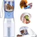 Dog Water Bottle with Food Container, Portable Pet Dog Water Dispenser for Outdoor Walking,Hiking,Travel,Puppy Essentials,Puppy Supplies,Replaceable Waste Bags (20oz, Blue)