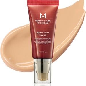 MISSHA M Perfect BB Cream No.25 Warm beige for light/medium with neutral skin tone SPF 42 PA +++ 1.69 Fl Oz - Tinted Moisturizer for face with SPF