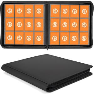 SMYV 12 Pocket Trading Card Binder, Premium PU Cover Card Binder for 720 Cards, Ringless Side Loading Card Collection Album Folders for MTG, TCG, Game Cards & Sports Cards (Black)