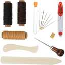 Shappy 15 Pieces Bookbinding Kit Starter Tools Set Bone Folder Paper Creaser, Waxed Thread, Awl, Large-Eye Needles for DIY Bookbinding Crafts and Sewing Supplies