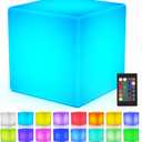 LOFTEK 12-inch LED Light Cube Stool, RGB Glowing Mood Night Light w/Remote