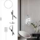 Plug in Pendant Light,Dimmable Hanging Lights with Plug in CordAdjustable Height Modern Led Pendant Light Kitchen Island Hanging Lmap for Dining Room Bedroom Sink (Chrome)