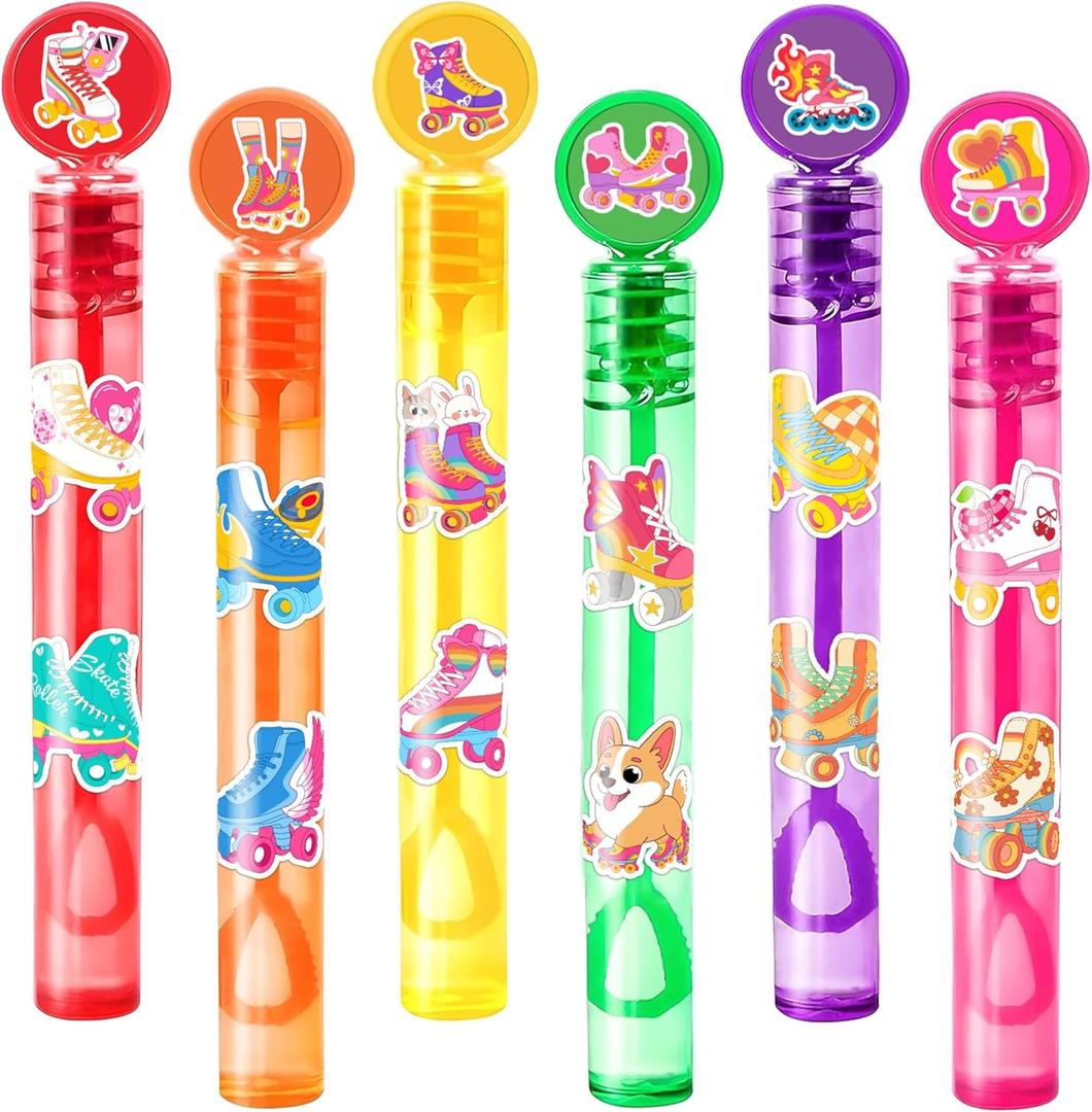 Roller Skate Party Favors for Kids - 24PCS Colorful Skate Bubble Wands Sports Theme Birthday Party Supplies Goodie Bag Fillers Classroom Rewards