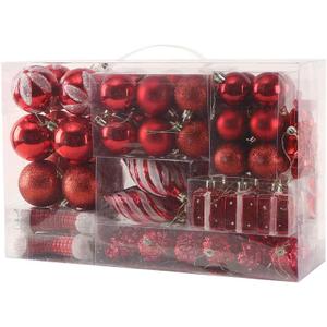 Sattiyrch 76ct Christmas Tree Ornaments Set,Red Shatterproof Christmas Balls Decorations,Xmas Decorative Hanging Ornaments(Red)