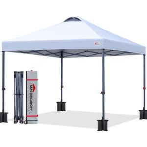 MASTERCANOPY 8x8 Durable Pop Up Canopy Tent with Roller Bag, White