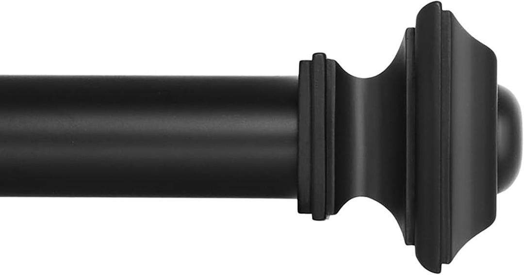 Ivilon Drapery Treatment Window Curtain Rod - Square Design 1 1/8 Rod. 72 to 144 Inch. Black