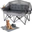 Oversized Double Camping Chair Heavy Duty Padded Double Folding Chair with Cup Holders & Carry Bag Foldable 2 Person Camping Chairs Outdoor Portable Couch for Lawn, Sports - Supports 900LBS Grey
