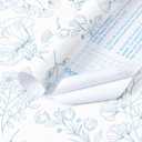 17.3"x197" Wallpaper Peel and Stick Green White Leaf Flower Contact Paper for Bedroom Bathroom Drawers and Cabinets Self-Adhesive Waterproof Removable Stripe Boho Vinyl