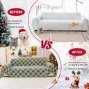 Reversible Couch Cover Blanket, Christmas Couch Cover, Chenille Sofa Cover Blanket, Christmas Sofa Covers Washable, 71"71" Couch Protector for Recliner & Chair (1PC, Green, Single Seater)