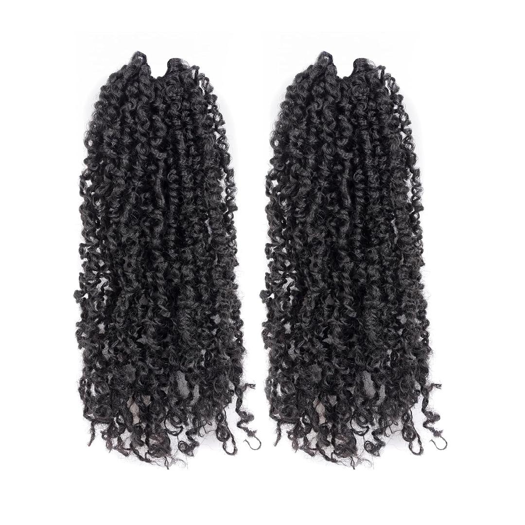 GIX Yanky Twist Crochet Hair - 8 Inch 2 Packs (60 Strands) Natural Black Pre-twisted Fluffy Spring Mini Twist Short Bob Passion Twist, Pre-Looped Crochet Braids Braiding Hair (8 Inch, 1B-2P)