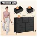 WLIVE Dresser for Bedroom, 7 Drawers, TV Stand, Black
7 roomy fabric drawers, Fits TVs up to 45 inch, Bedroom or living room, Wide storage design, Chest of drawers