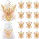 12 Set Holy Water Bottles Catholic Bulk Glass Baptism Favors for Guests Christian Water Container with Floral Organza Bags Bow for Holy Communion Gifts Church Wedding Baptism Decor (Pink, 12)