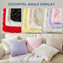 18 x 18 Black Pillow Covers Couch Throw Pillow Cases for Living Room Bed Room Faux Rabbit Fur with Rose Pattern Square Black Cushion Covers for Bed Couch Sofa Chairs