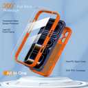 Magnetic for iPhone 17 Pro Max Case 2 x Screen Protector Compatible with MagSafe Translucent Matte Military Grade 17FT Drop Shockproof Full Camera Protection 360 Spin Stand Phone Cover Orange