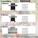 Grill Replacement Parts for Kenmore 5 Burner 146.47468610, 146.23680310, 146.47469610, Kenmore 4 Burner 146.34611410, 146.34611411, 146.10017510 Gas Grills, Pipe Burner, Heat Plate, Carryover Tube.