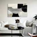 7Fisionart Black and White Wall Art Abstract Wall Decor Minimalist Beige Paintings Canvas Pictures Modern Framed Artwork for Living Room Bedroom Office Decorations 36"x24"