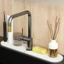 Faucet Mat For Kitchen Sink,Stone Drying Mat for Kitchen Counter,Diatomite Fast Drying Stone Sink Tray, Super Absorbent, Prevents Moisture Buildup (White, 23.6'' x 3.9'' x 0.5'')