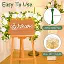 Elyum 2 Pcs Flower Garland with 19.6 Ft Lights, 13.2 Ft White Floral Garland Fake Flowers for Home Wedding Party Wall Garden Room Outdoor Decor, 2 Pack