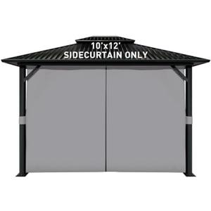 Gazebo Universal Replacement Privacy Curtain  10' x 10' Gazebo Side Wall Outdoor Privacy Panel with Zipper JVLJVL (Grey, 10 * 10ft) (Gray)