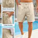 Mens Shorts Casual for Summer Beach Cotton Drawstring Stretch Twill Chino Golf Shorts Elastic Waist with Pockets (XXL)