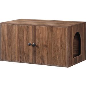 HOOBRO Cat Litter Box Enclosure, Hidden Litter Box Furniture with Side Entry, Litter Box Cabinet, Indoor Cat House, End Side Table, 31.5"L x 17.7"W x 16.3"H, for Living Room, Bathroom, Walnut WL40MW01