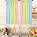 zokyer Rainbow Window Curtain Girl Kids Bedroom Nursery Ombre Stripe Colorful Gradient Color 27.5" W x 39" L Small Curtains for Bedroom Living Room 2 Panels Rod Pocket Drapes
