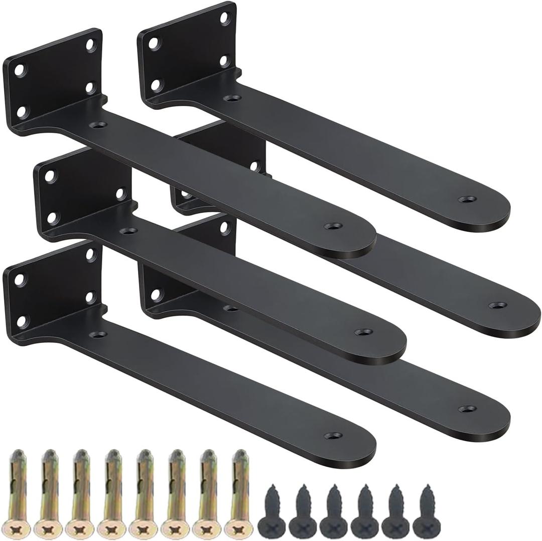 Hidden Shelf Brackets 16 in Heavy Duty Floating Shelf Bracket DIY Wall Mounted Shelves Support Hardware Invisble Metal L Brackets for Wall Shelves Max Load 220 LBS/Pair(16 in 6 PCs)