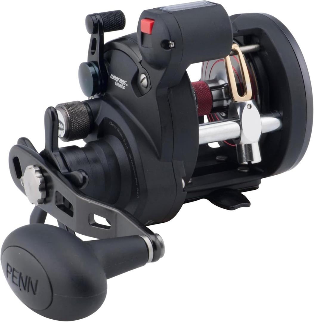 PENN Warfare Level Wind Conventional Nearshore/ Lake Fishing Reel, HT-100 Star Drag, Max of 15lb | 6.8kg, Made with Corrosion-Resistant Graphite Frame