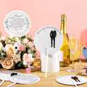 100 Pcs Wedding Hand Fans for Guests Bulk Plastic Round Decorative Fans with Handle for Wedding Party Favors(Bride and Groom Style)