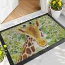 LUMI Outside Door Mat 17x30, Non Slip Rubber Backing Doormat, Low Profile Easy Clean Entrance Mats for Front Back Door Entryway Porch Garage, Giraffe