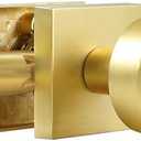 coolnews Brushed Gold Door Knob Passage Door Knobs Interior, Modern Round Door Knob Satin Brass Door Handle for Hallway Pantry Closet