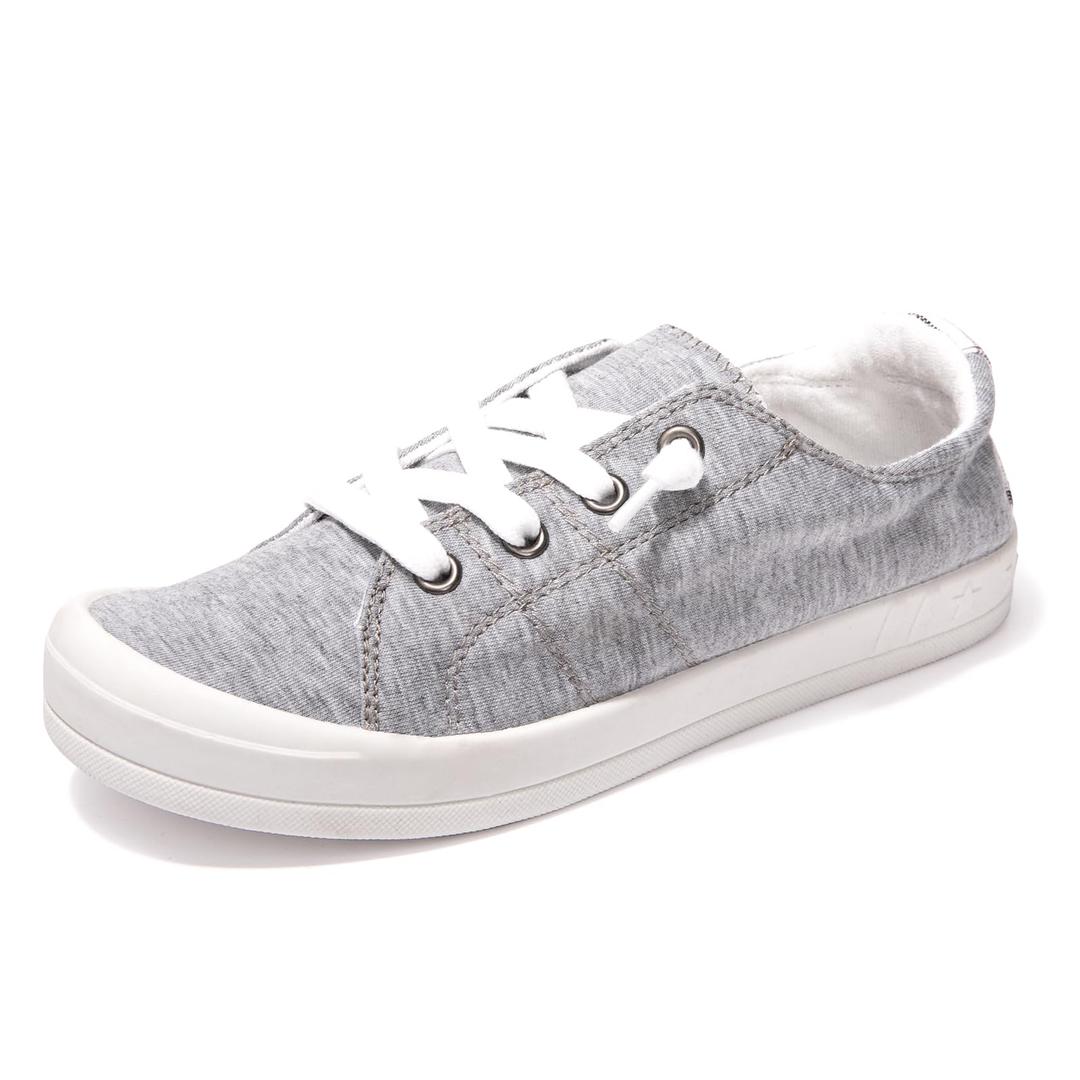 BENEKER Women's Platform Canvas Sneakers Low Top Fashion Sneakers Classic Slip-On Comfort Walking Shoes Grey 11