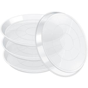 FUIJOL 4 Pack Clear Plant Saucer 16 Inch, Durable Plant Drip Trays Saucers for Pots, No Holes Water Catcher Trays for Indoor Outdoor Planter, Sturdy Base Plate(16", Clear)